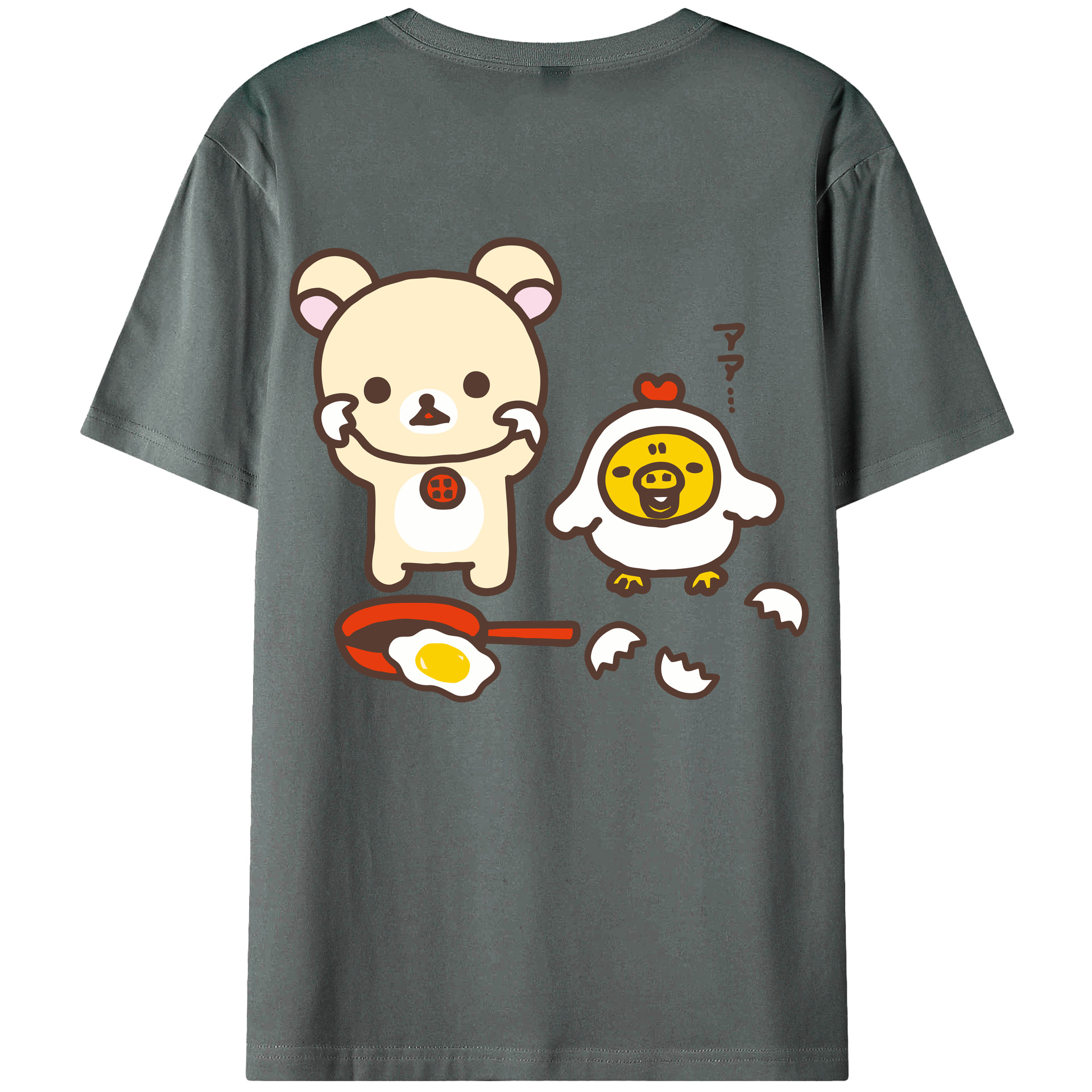 （画像用） リラックマ リラックマ キイロイトリ Rilakkuma Korilakkuma Kiiroitori 綿100％ メンズ半袖Tシャツ（バックプリント） 通気性